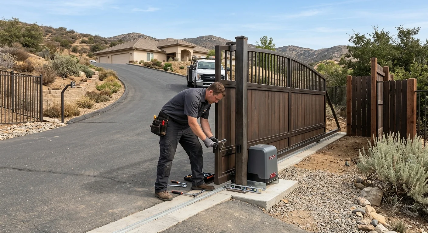 Automatic driveway gate on a graded inland El Cajon property