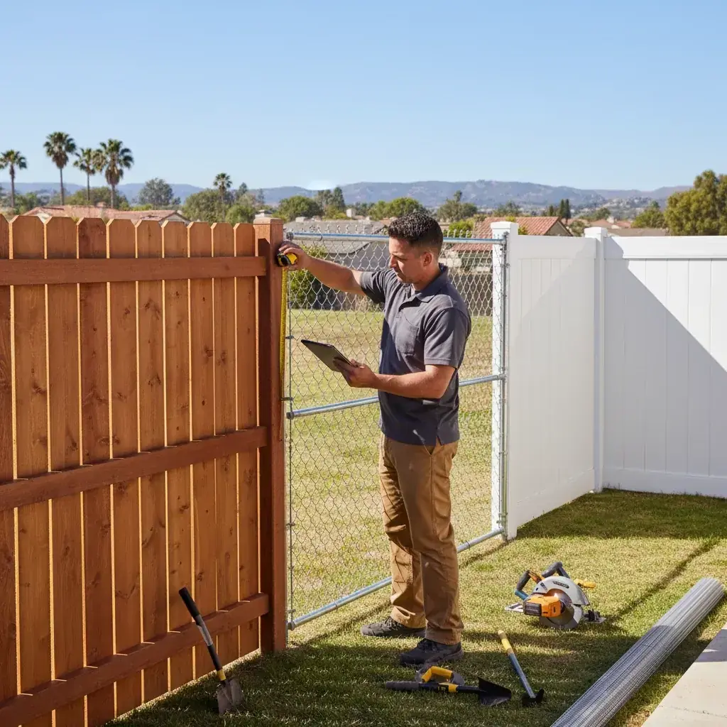 Newly installed wood privacy fence at a San Diego home