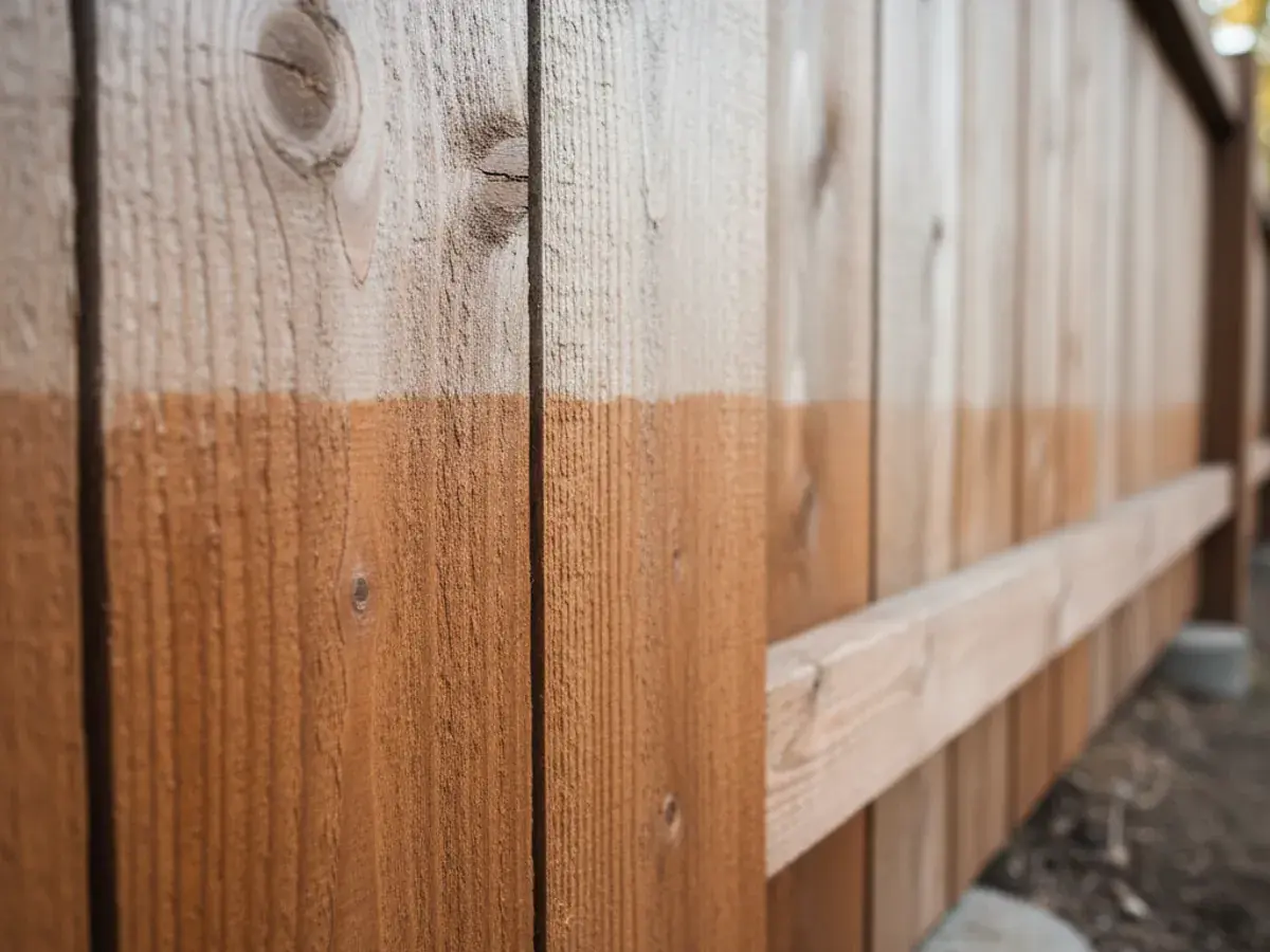 Staining detail work by a professional San Diego County fence crew